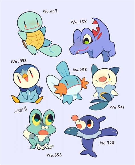 Water type starters | ポケモン, イラスト, ポケモン かわいい