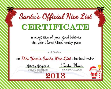 Naughty List Certificate Free Printable