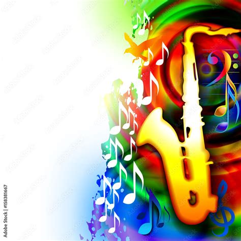 Music background with saxophone and musical notes Stock Vector | Adobe ...