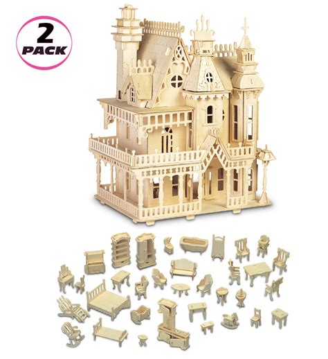 Puzzled Furniture Set and Fantasy Villa Wooden 3D Puzzle Construction ...