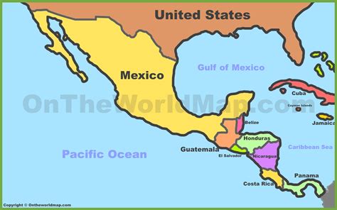 Map of Mexico and Central America