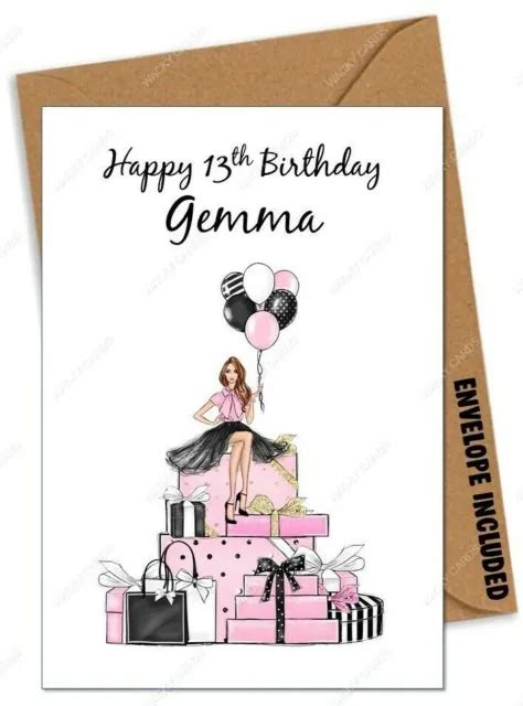 PERSONALISED 13TH BIRTHDAY CARD For Girl Daughter Niece Grandaughter ...