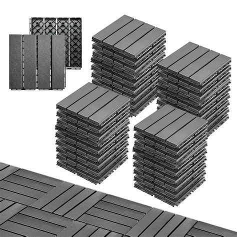 36 pcs 12"x12" Plastic Interlocking Deck Tiles Outdoor All Weather Waterproof Interlocking ...