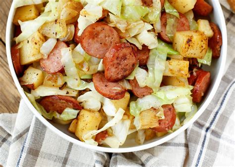 {20 Minute} Kielbasa Cabbage Potato Skillet