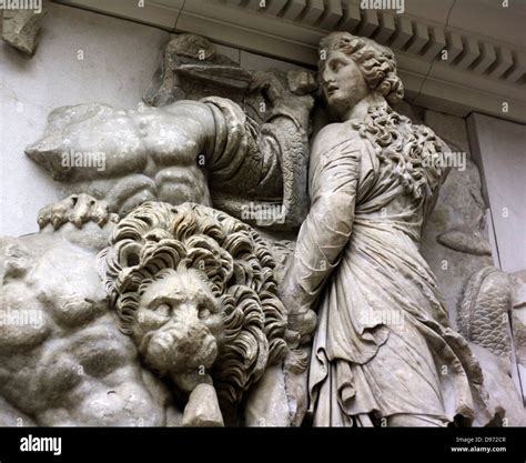 Pergamum Altar in the Pergamum Museum in Berlin. It is a monumental ...