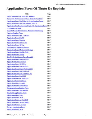 Fillable Online Application Form Of Thuto Ke Bophelo. application form ...