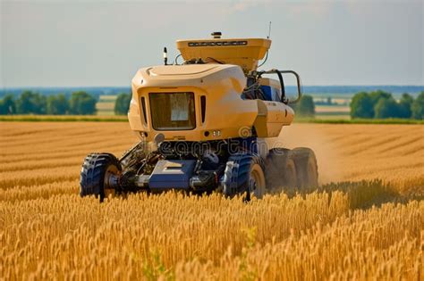 Robotic Wheat Harvesting. Mechanisms of the Future Stock Illustration ...