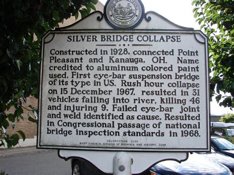 Silver Bridge memorial sign in Point Pleasant, WV - crossed this bridge at least twice a year ...