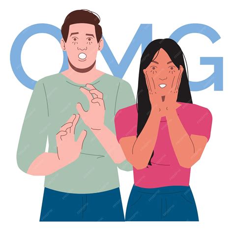 Premium Vector | Man woman shocked expression in flat illustration