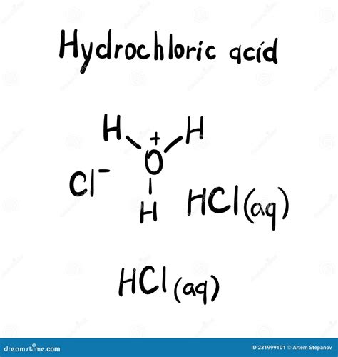 Hydrochloric Acid Molecule Formula Hand Drawn Imitation Stock Vector ...