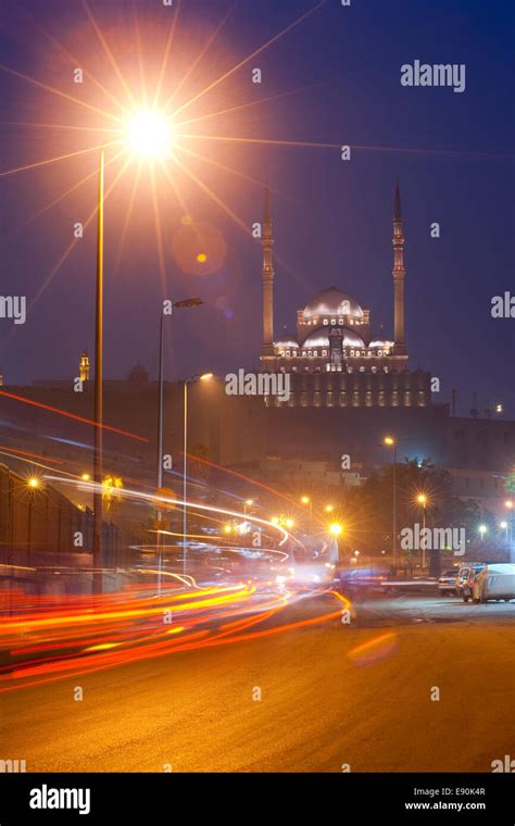 Citadel Cairo Egypt Night Trailing Lights Stock Photo - Alamy