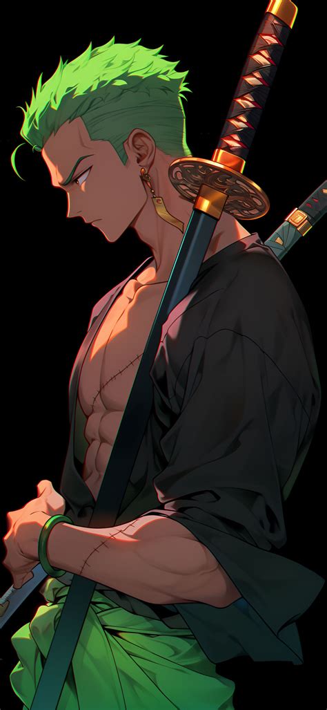 One Piece Roronoa Zoro & Swords Black Wallpapers for iPhone 4k