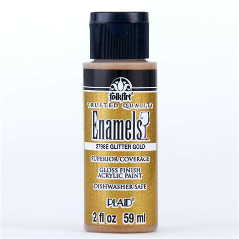 FolkArt 2798E Enamel Acrylic Craft Paint, Gloss Finish, Gold, 2 fl oz - Walmart.com - Walmart.com