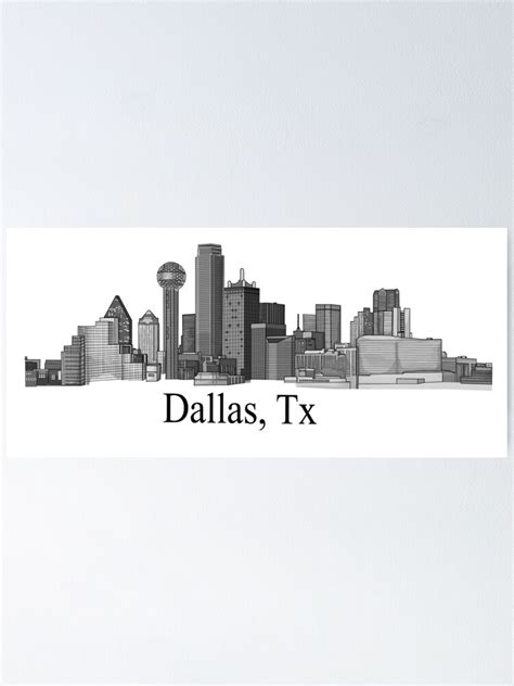 "Dallas Texas skyline sketch" Poster for Sale by prettythangz | Redbubble