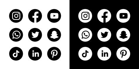 Black And White Vector Social Media Icons