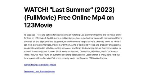 WATCH! "Last Summer" (2023) (FullMovie) Free Online Mp4 on 123Movie