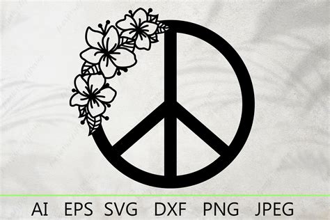 Peace symbol with flowers svg, Hippie peace sign svg By Ananas | TheHungryJPEG