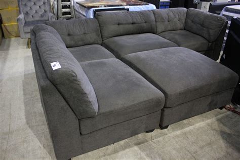 DARK GREY SECTIONAL SOFA WITH MATCHING OTTOMAN - Able Auctions
