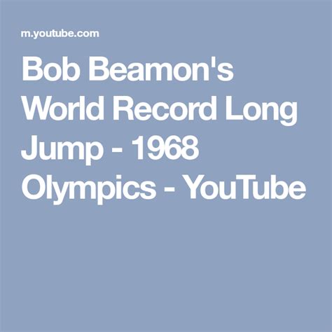 Bob Beamon's World Record Long Jump - 1968 Olympics - YouTube | 1968 ...