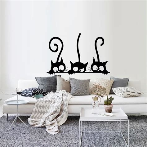 Cute Three Black Cat DIY Wall Sticker Kids Room Decorations Personality ...