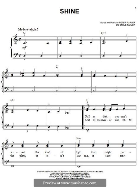 Shine (Newsboys) by P. Furler, S. Taylor - sheet music on MusicaNeo