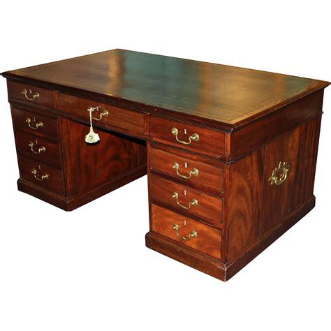 Georgian Mahogany Partners Desk with Leather Top SOLD at Ruby Lane ...