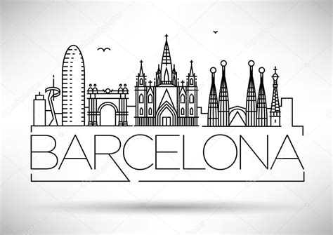 Barcelona City Skyline with Typographic Design — Stock Vector ...