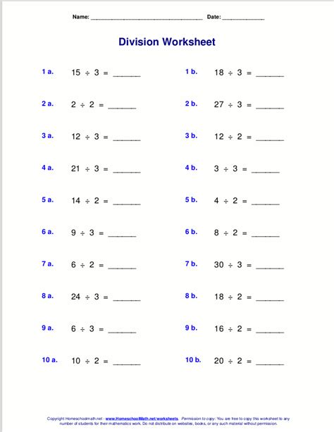 musicien la fin Chèvre basic division worksheets Évaporer griffe entrer