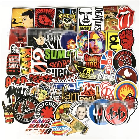 52pcs/Set Retro rock band music Stickers Grean Day RHCP Luggage For guitar suitcase skateboard ...