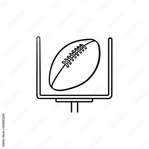 American football goal and ball hand drawn outline doodle icon ...