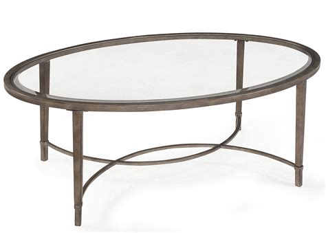 Magnussen Home Copia Occasional Tables T2114-47 Transitional Metal and Glass Oval Cocktail Table ...