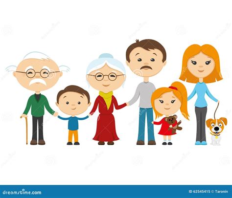 Happy Family Holding Hands. Stock Vector - Illustration of cartoon, pets: 62545415