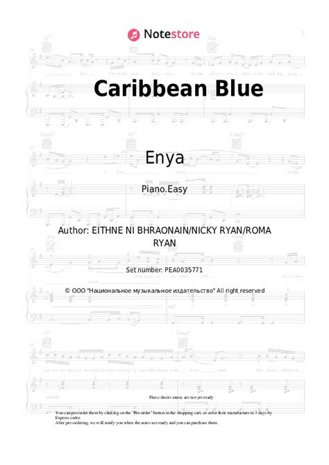 Enya - Caribbean Blue piano sheet music in Note-Store.com | Piano.Easy ...