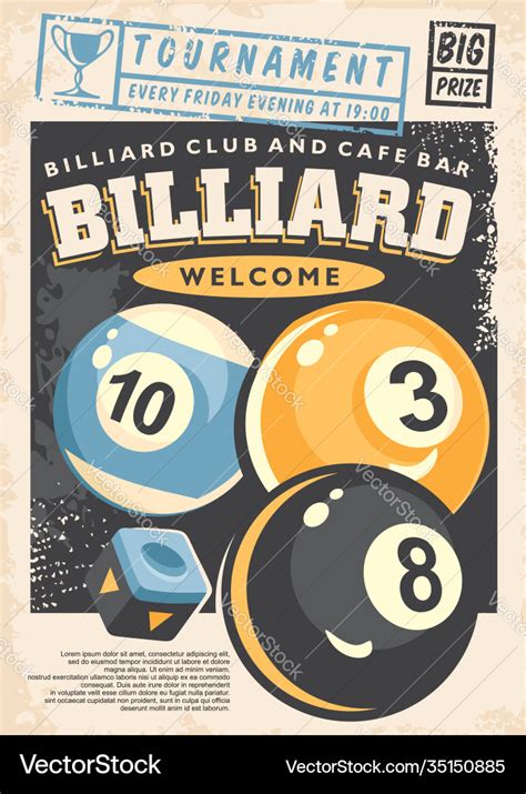 Billiard tournament poster design Royalty Free Vector Image