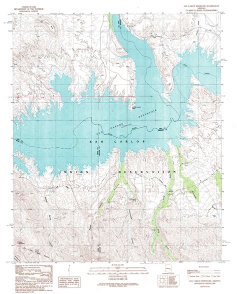 San Carlos Reservoir topographic map, AZ - USGS Topo Quad 33110b4