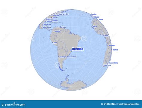 Map Showing Curitiba,Brazil on the World Map. Stock Illustration ...