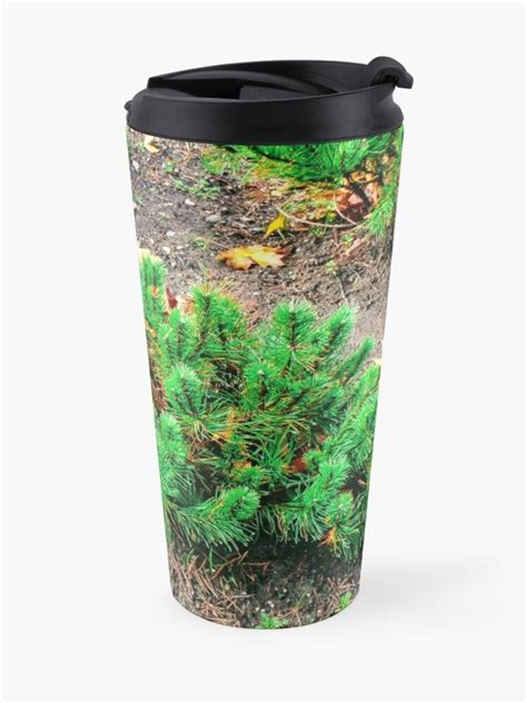 Small green coniferous trees and fallen leaves Travel Coffee Mug by ElenaSeskina | Mugs, Autumn ...