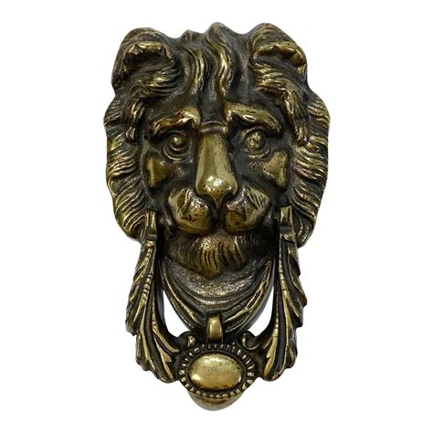 English Brass Lion Door Knocker | Chairish