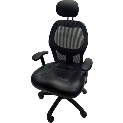 Get Hooked Up Mesh Top Grain Black Leather With Headrest - Champion SeatingChampion Seating