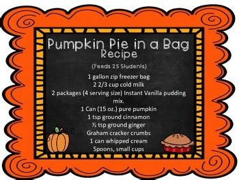 Pumpkin Pie in a Bag by For the Love of Literacy | TpT