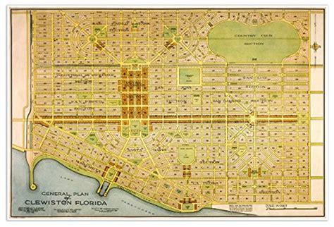 Antiguos Maps - Clewiston Florida General Plan City Map Circa 1925 - Measures 24 in x 36 in -610 ...