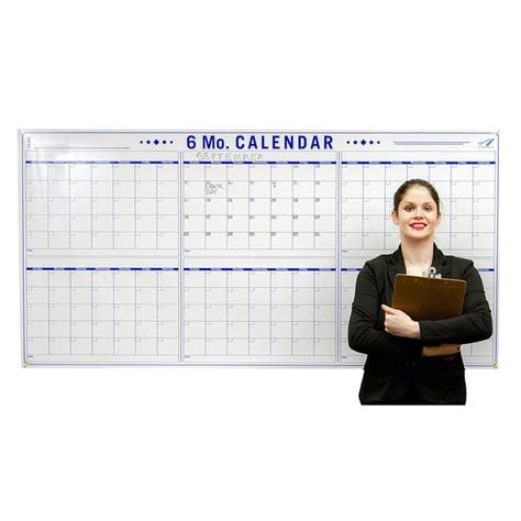 6 Month Dry Erase Wall Calendar - 36 x 72 Large Calendar - White Board ...