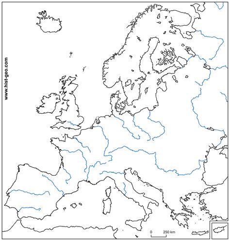 Blank Physical Map Of Europe Rivers