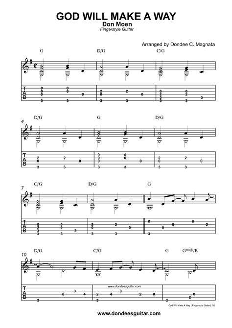 God Will Make A Way Fingerstyle Tabs - Don Moen | Dondee's Guitar Tabs