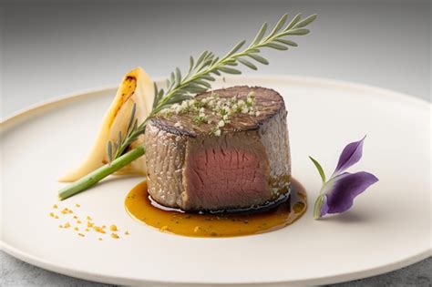 Premium Photo | Michelin star gourmet fillet mignon steak white plate background