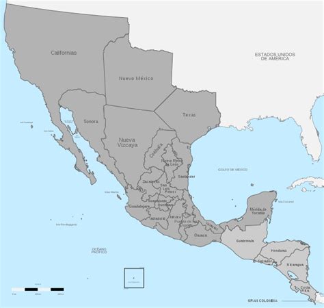 Map of the First Mexican Empire and its states at its greatest extent 1821-1823 [650x618] : r ...