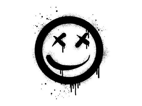 smiling face emoji character. Spray painted graffiti smile face in ...