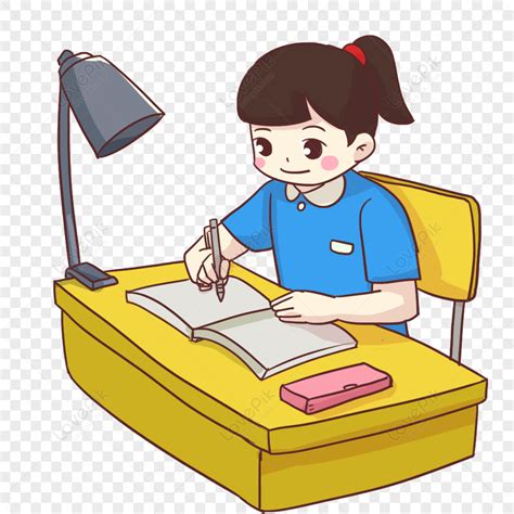 Girl Studying Under The Lamp, Student, Brunette, Free PNG Hd ...