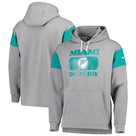 Miami Dolphins Nike Fan Gear Historic Pullover Hoodie - Heathered Gray ...