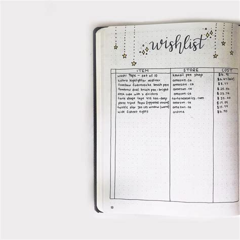 17 Bullet Journal Wishlists You'll Want to Copy | Bullet journal christmas, Bullet journal ...